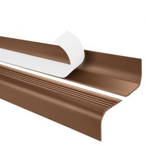 90cm profilé descalier nez de marche adhésif antidérapant PVC marron pour marches arrondies RGPT 52 x 40 mm