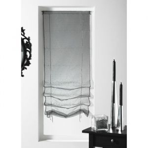 Store à remonter voilage organza fantaisie goutte deau Gris clair 45x200cm