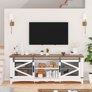 Meuble TV buffet - PROMIRACAL - 168x71x40cm - 2 portes coulissantes - Bois massif - Scandinave moderne