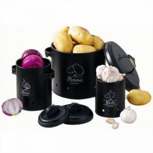 3 Pièces Boîte de rangement Pomme de Terre Pot à Oignons Pot à Ail  conservation Rangement en métal