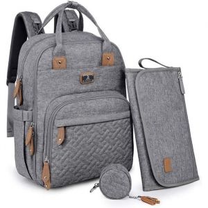 Sac à Dos à Langer Dikaslon - Grand Sac Avec Matelas à langer et Porte tétine Pour bébé Garçon et Fille Sangles de Poussette - Sac