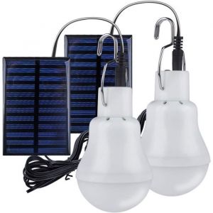2 Lampe Camping Solaire PortableAmpoule Solaire LED Lampe Urgence Solaire Lumi&egrave;re Jardin Lanterne &Eacute;clairage Solaire