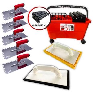 Kit Joint Carrelage Complet &ndash; Clean Pro+ 24L  2 Taloches  5 Peignes &agrave; Colle  Shaffer P.