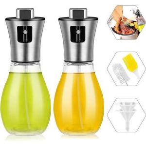 2 Pi&egrave;ces Spray Huile pour Friteuse &agrave; air 200 ML Vaporisateur dhuile et de vinaigre Vaporisateur Bouteille Huile Transparente