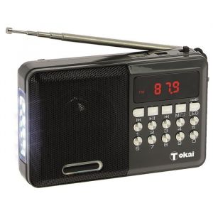 Radio Portable FM MP3 - TOKAÏ - Gris - Lampe 4 LEDs - Entrées USB et Micro SD - 10W