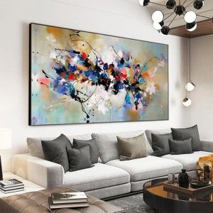 Coloré Splash Toile Tableau Peinture Abstrait Murale Art Graffiti Art Affiches Decoration à La Maison Tableaux 50x100Cm Sans Cadre