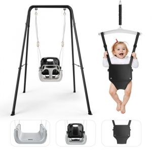 Balan&ccedil;oire pour BebeBalancoire pour Enfant Int&eacute;rieure/Ext&eacute;rieure avec Support en M&eacute;tal Pliable Aire de Jeux Exterieur Enfant