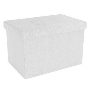 Intirilife Pouf pliable 49x30x30 cm en BLANC COMME NEIGE - Siège en cube avec espace de rangement et housse en tissu avec creux
