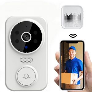 Interphone Vid&eacute;o - M8 - Sans Fil - Vision Nocturne Infrarouge - Couleur Blanc - Syst&egrave;me de S&eacute;curit&eacute;