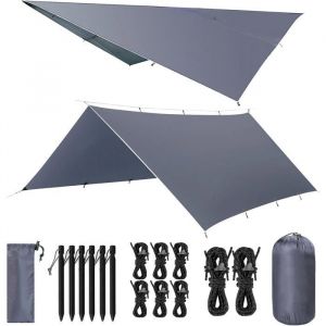 B&acirc;che Anti-Pluie3x4M Camping B&acirc;che Rain TarpToile de Tente Imperm&eacute;able Anti-UVL&eacute;ger Portableavec 15 Oeillets + Clou en