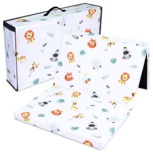 Matelas pliant b&eacute;b&eacute; 60x120 cm id&eacute;al voyage invit&eacute; couchage dappoint ou matelas de sol Safari