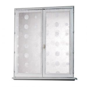 HomeMaison HM69812818 Blanc 60 x 120 cm Vitrage Droit en Organza Brodé de Motifs Lunaires