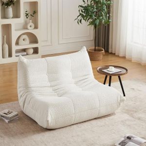 Canap&eacute; Togo 2 Places Chenille sans Accoudoirs Fauteuil Sol Lounge avec Mousse &agrave; M&eacute;moire Confort Nuageux &ndash; Vert Kaki
