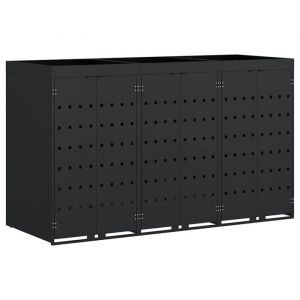 Abri pour poubelles en acier - vidaXL - Noir - 204x775x1215 cm - Extensible - Ventil&eacute; - Toit de jardini&egrave;re