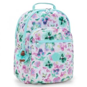 Sac à Dos - KIPLING - Seoul COLLEGE - 44 CM - Aqua Blossom - Ergonomique et Zippé