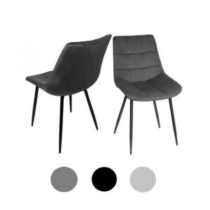 Chaise de salle &agrave; manger - HUOLE - CIFUNZERO - Velours - 2 places - Gris fonc&eacute;