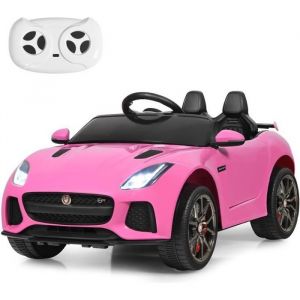 Voiture Électrique Enfant Jaguar F-type SVR avec Télécommande Lumières LED / Lecteur MP3 Port USB Démarrage Progressif Rose