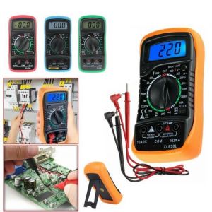 LCD Bleu Multimètre Numérique XL830L Voltmètre Ampèremètre Ohmmètre Tester Testeur de tension CA et CC Vérificateur circuit Buzzer
