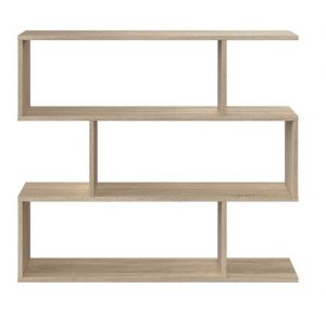 Bibliothèque, étagère basse 3 niveaux en bois mélaminé chêne - Longueur 110 x Profondeur 24 x Hauteur 97 cm