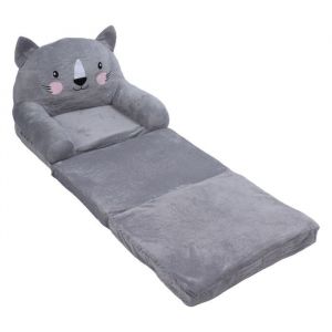 Chaise pour tout-petits Chaise pour enfant en bas &acirc;ge Style dessin anim&eacute; gris pliable poign&eacute;e meuble divan 3 couches