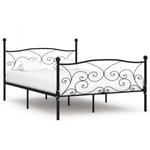 MPRO- Cadre de Lit Double pour Adulte 2 Places Lit Adulte 2 Personnes et sommier &agrave; lattes Noir M&eacute;tal 120 x 200 cm5039