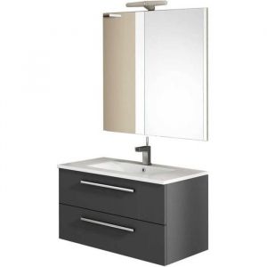 Ensemble de salle de bain CORDOBA meuble suspendu 80 cm Anthracite Mat
