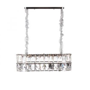 Lustre en cristal moderne pour salon argent&eacute; - Ovale 80 cm - Miami