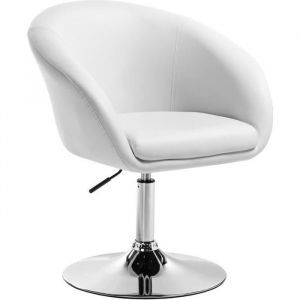 WOLTU Tabouret de bar en similicuir Fauteuil de bar avec dossier Tabouret rotatif Hauteur réglable Blanc