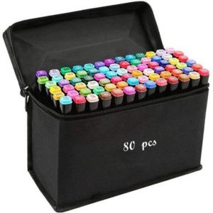 80 Couleurs Feutres Alcool Trousse Twin Largeurs de Pointe Marqueurs pour les Réalise des Dessins de Manga otre Bricolage a la