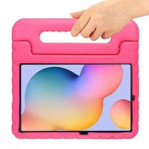Coque Samsung Galaxy Tab S6 Lite Housse SM-P610/ SM-P615 Tablette Étui de Protection avec Support Poignée Antichoc Silicone -rose