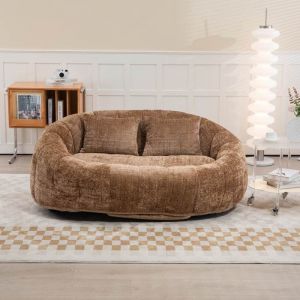 Pouf poire confortable avec 2 coussins Lazy Canap&eacute; 2 Places 150 &times; 95 &times; 63 cm pour salonchambre - Chenille caf&eacute;