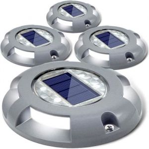 Lampe Solaire Jardin4pcs 4 LED Étanche IP65 Balise Chemin Pave  Solaire Éclairage Bord de Piscine Bassin Encastrable Sol Clôture