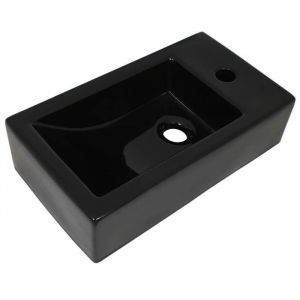 46655& Vasque - Évier Bac à Laver - avec trou de robinet Céramique Noir 46 x 255 x 12 cm