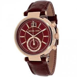 MICHAEL KORS Bracelet en cuir rouge des femmes en acier Quartz Montre analogique MK2426 VB2I0