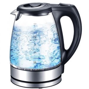 Bouilloire &Eacute;lectrique en Verre 1.7 L &Eacute;clairage LED illumination Avec fond en Acier Inoxydable 2200W Sans BPA