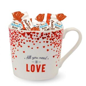 KINDER  Assortiment 25 Chocolats dans Mug Love  Id&eacute;e Cadeau Saint-Valentin F&ecirc;te des M&egrave;res & Couple