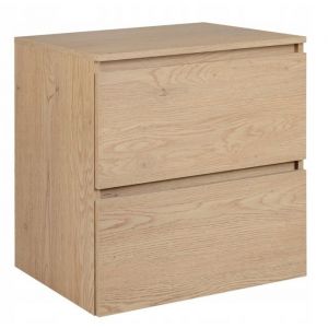 Meuble pour Vasque à Poser 60 cm SIMPLE - Fermeture douce - avec plan de travail - Chêne clair - 60 × 46 × 607 cm