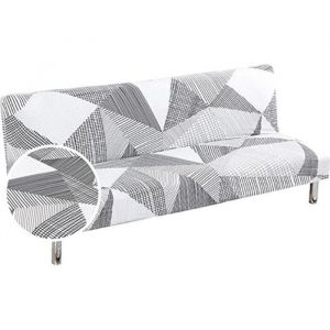 XJYDNCG Housse de canapé Clic Clac élastique Canapé 3 PlacesSalon Couverture de Couleur SolideGris et Blanc