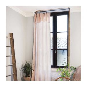 Rideau voilage Ga&iuml;a en gaze de coton 140 x 300 cm - Rose ajustable avec 8 anneaux pince