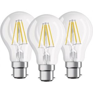 Lot de 3 Ampoules LED Filament Standard - Culot B22 - 6 W Equivalent 60 W - Blanc Chaud 2700K [Classe &eacute;nerg&eacute;tique E]