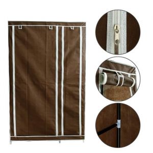 Armoire de Rangement Café Penderie de Vêtement Pliable en Tissu - Essentiel - Marron - 110x45x175 cm
