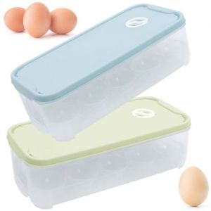Lot de 2 porte-&oelig;ufs couverts bo&icirc;te de rangement pour &oelig;ufs &agrave; 10 compartiments avec couvercle plateaux &agrave; &oelig;ufs en plastique