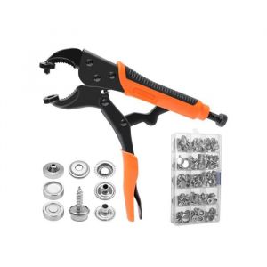 Pince à Boutons Pression Métal 60 Jeux 15mm + 3 Matrices Installation Sans Couture Pour Cuir/Textiles/Bâches