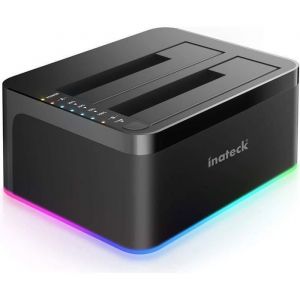 Inateck RGB USB 3.0 Station d’Accueil Clone Hors-Ligne pour HDDs et SSDs 25 et 35 Pouces Double Baie 2 x 20 to UASP Soutenu