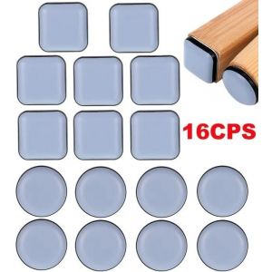 16 Pièces Patins pour Chaises 25mm en Téflon - Auto-adhésifs Patins de Meubles pour Chaise Canapé Bureau Table