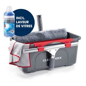 Set de Nettoyage CLEANmaxx Simple Efficace vitres Maison Voiture Nettoyer vitres avec Seau raclette Balai Chiffon Microfibre -