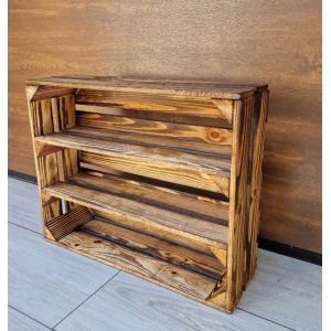 Caisse bois - PYXIDAS - étagère Longues - 50x40x15 cm - Lot de 1 - Effet brûlé