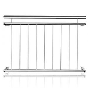 Aufun Garde-corps de balcon en acier inoxydable avec 7 bâtons de remplissage Garde-corps de balcon (128 x 90 cm)