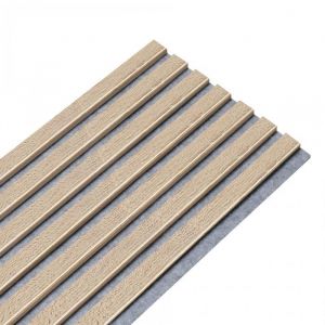 Panneau Mural acoustique tasseaux bois 120 x 30 x 19 cm DECOON - d&eacute;cor ch&ecirc;ne / feutrine grise - 036m&sup2;