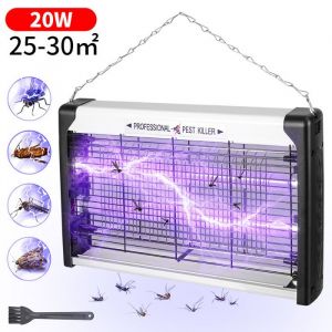 Lampe Anti Moustique 20W UV Anti Insectes Volants Electrique Int&eacute;rieur Efficace Port&eacute;e 25 &agrave; 30m&sup2; pour Maison Cuisine Bureau